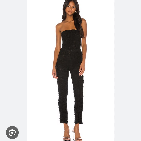 I AM GIA Ophelia black mesh ruched strapless jumpsuit xs - Picture 1 of 5